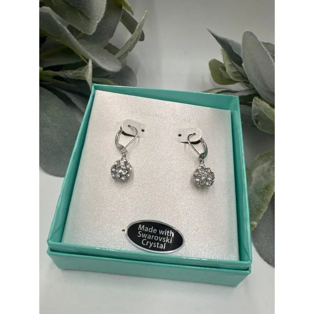 Swarovski Pierced Dangle Earrings New in Box Elegant Sparkling Crystal Jewelry